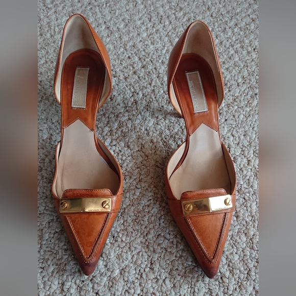Michael Kors Cape Town tan brown leather Closed Toe Slip-on Heel size 7.5